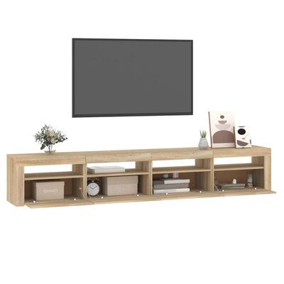vidaXL Mueble de TV con luces LED roble Sonoma 240x35x40 cm