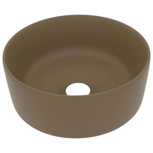 vidaXL Lavabo de lujo redondo cerámica crema mate 40x15 cm