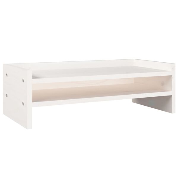 vidaXL Soporte para monitor madera maciza de pino blanco 50x24x16 cm