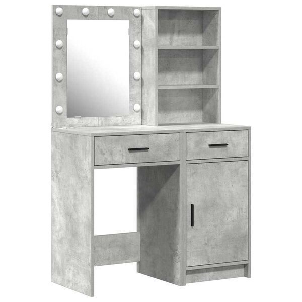 vidaXL Conjunto de mesa de vestidor con LED 2 pcs Gris Concreto
