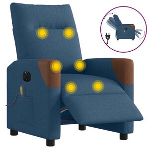 vidaXL Sill&oacute;n reclinable de masaje el&eacute;ctrico tela azul