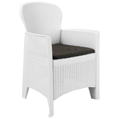 vidaXL Mesa y sillas de jardín 3 piezas plástico blanco aspecto ratán