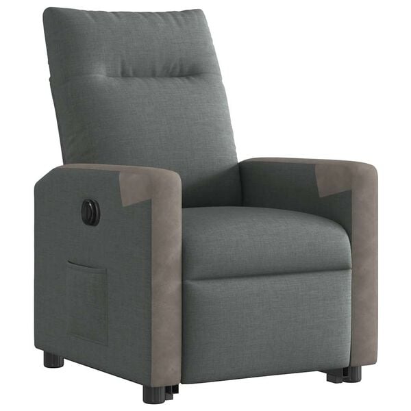 vidaXL Sill&oacute;n el&eacute;ctrico reclinable elevable de tela gris oscuro