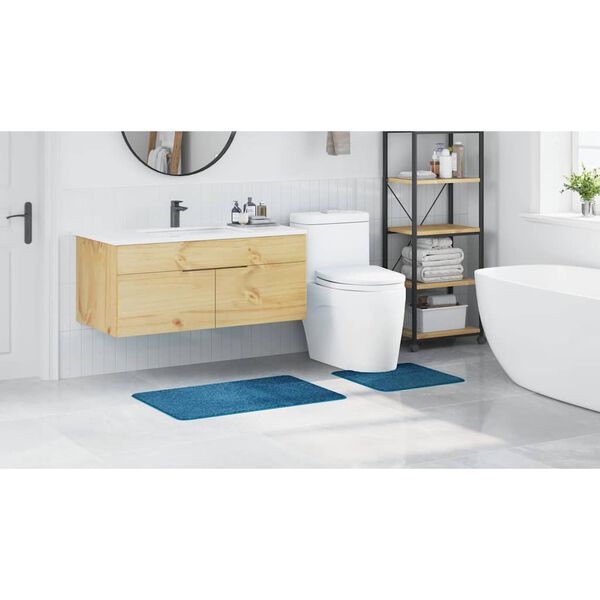vidaXL Conjunto de alfombra de ba&ntilde;o antideslizante 2 pcs Azul PP