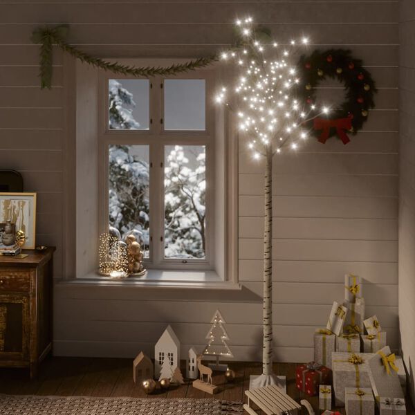 vidaXL &Aacute;rbol de Navidad LED blanco fr&iacute;o sauce interior exterior 2,2 m