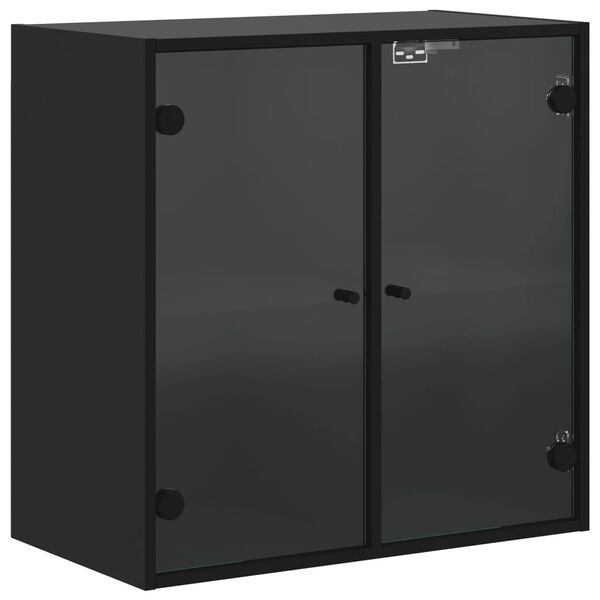 vidaXL Mueble de pared con puertas de vidrio negro 68x37x68,5 cm