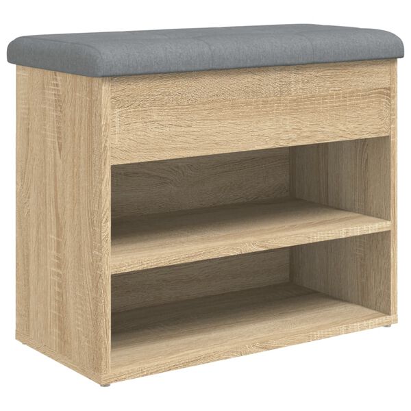 vidaXL Banco zapatero madera de ingenier&iacute;a roble Sonoma 62x32x50 cm