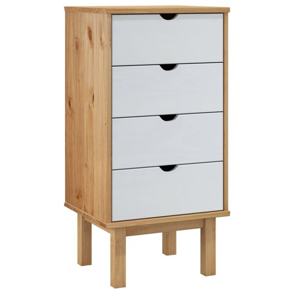 vidaXL Cajonera OTTA madera maciza de pino marrón y blanco 45x39x90 cm