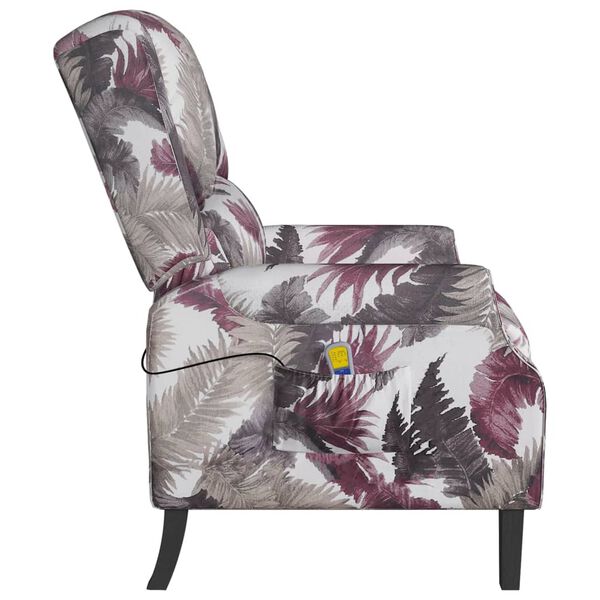vidaXL Sill&oacute;n reclinable de masaje de tela con estampado de flores