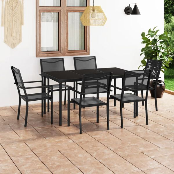 vidaXL Juego de comedor para jard&iacute;n 7 piezas acero