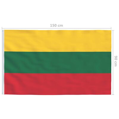 vidaXL Bandera de Lituania y mástil de aluminio 4 m
