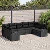 vidaXL Conjunto de sofá de jardín con cojín 9 pcs Negro Poliratán