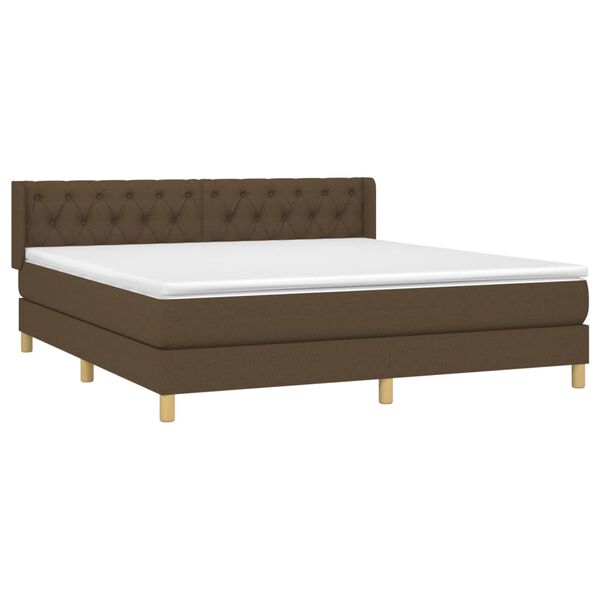 vidaXL Cama box spring con colch&oacute;n tela marr&oacute;n oscuro 160x200 cm