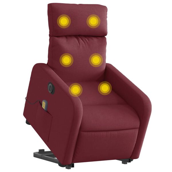 vidaXL Sill&oacute;n de masaje elevable el&eacute;ctrico tela rojo tinto