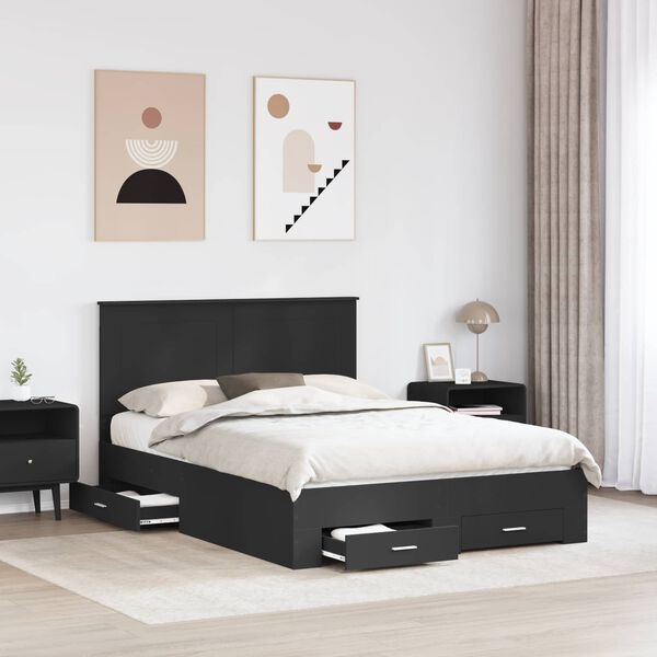 vidaXL Estructura de cama Negro 140 x 190 cm Madera de ingenier&iacute;a