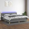 vidaXL Cama box spring con colch&oacute;n y LED tela gris oscuro 200x200 cm