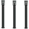vidaXL L&aacute;mparas de suelo exterior con sensor 3 uds acero negro 110 cm