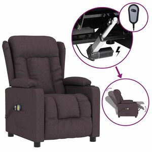 vidaXL Sill&oacute;n de masaje el&eacute;ctrico tela marr&oacute;n oscuro