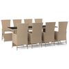 vidaXL Set comedor de jard&iacute;n 9 pzas con cojines rat&aacute;n sint&eacute;tico beige