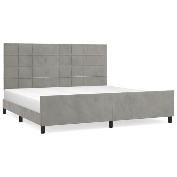 vidaXL Estructura de cama sin colch&oacute;n terciopelo gris claro 200x200 cm