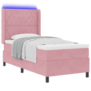 vidaXL Cama tipo Box Spring con colch&oacute;n Rosa 90 x 190 cm Terciopelo