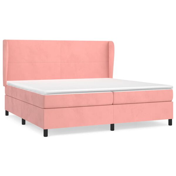 vidaXL Cama box spring con colch&oacute;n terciopelo rosa 200x200 cm