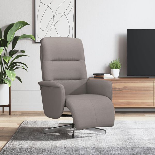 vidaXL Sill&oacute;n reclinable con reposapi&eacute;s tela gris taupe
