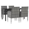 vidaXL Juego de comedor jard&iacute;n 5 pzas rat&aacute;n sint&eacute;tico acero gris negro