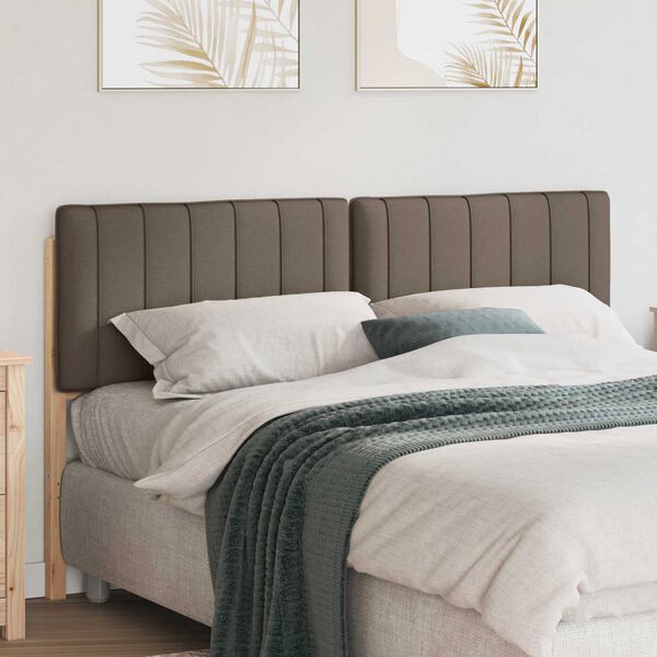 vidaXL Cabecero tapizado Marr&oacute;n y topo 160 cm Madera de pino macizo