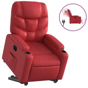 vidaXL Sill&oacute;n elevable el&eacute;ctrico cuero artificial rojo