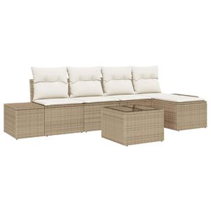 vidaXL Conjunto de sofá de jardín 5 pcs Beige y Crema ratán sintético