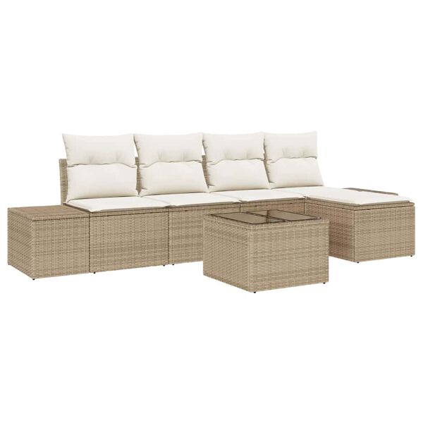 vidaXL Conjunto de sofá de jardín 5 pcs Beige y Crema ratán sintético