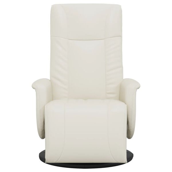 vidaXL Sill&oacute;n reclinable con reposapi&eacute;s cuero sint&eacute;tico color crema