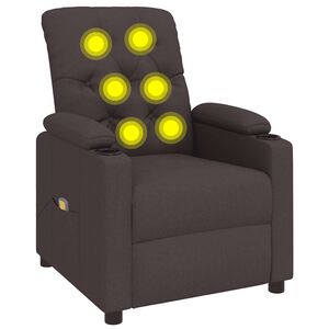 vidaXL Sill&oacute;n de masaje el&eacute;ctrico tela marr&oacute;n oscuro