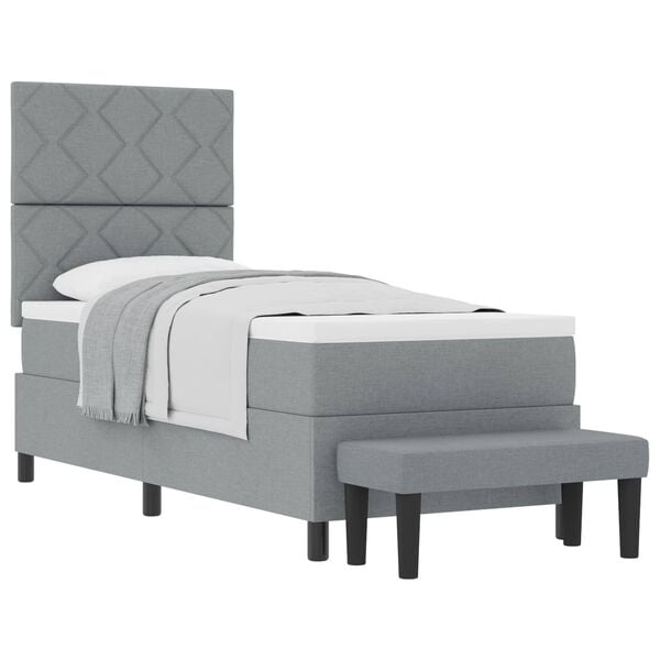 vidaXL Cama tipo Box Spring con cabecera Gris Claro 80 x 200 cm tela
