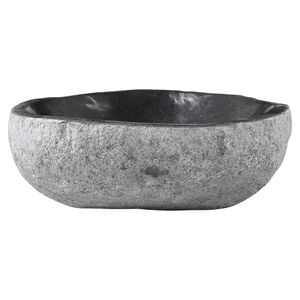 vidaXL Lavabo Ovalado Gris (32-37) x (27-30) x 12 cm Piedra de R&iacute;o