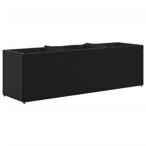 vidaXL Jardinera con 3 maceteros rat&aacute;n sint&eacute;tico negro 105x30x32 cm