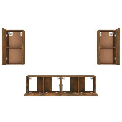 vidaXL Set de muebles de TV 4 pzas madera contrachapada roble ahumado