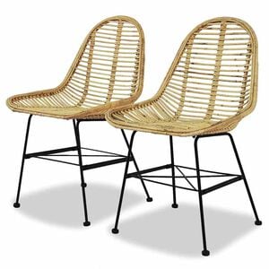 vidaXL Sillas de comedor 2 unidades rat&aacute;n natural
