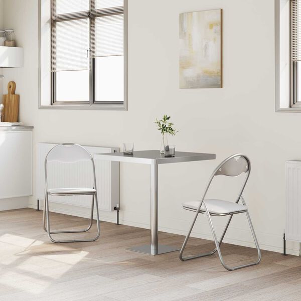 vidaXL Silla Plegable 2 pcs y gris 48 x 43,5 x 81 cm Cuero sint&eacute;tico