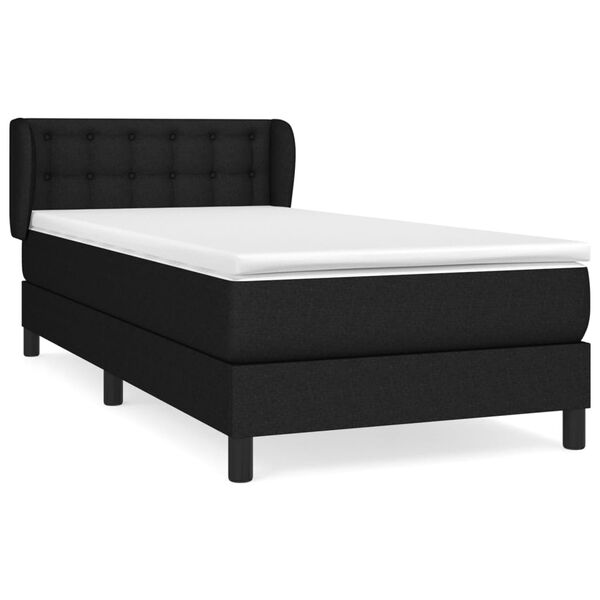 vidaXL Cama box spring con colch&oacute;n tela negro 80x200 cm