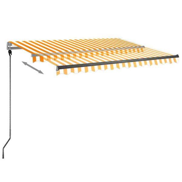 vidaXL Toldo de pie automático amarillo y blanco 300x250 cm