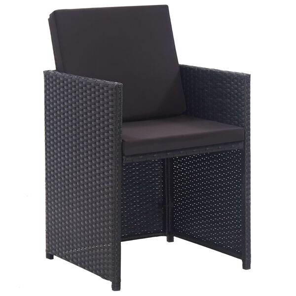 vidaXL Set comedor de jardín 15 piezas y cojines ratán sintético negro