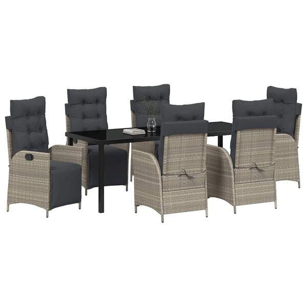 vidaXL Conjunto de Comedor de Jard&iacute;n 7 pcs Gris Claro rat&aacute;n sint&eacute;tico