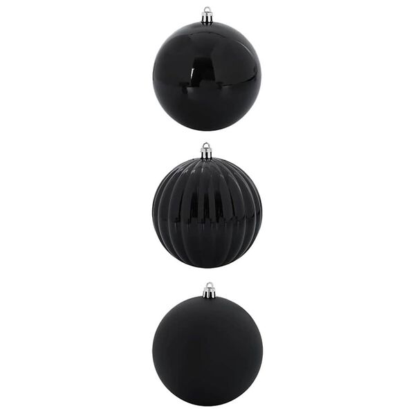 vidaXL Juego de Esferas de Navidad 3 pcs Negro Plástico