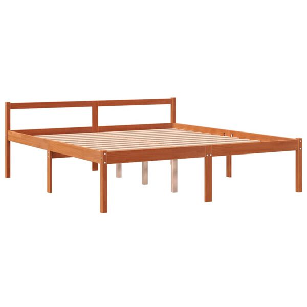 vidaXL Cama para mayores madera maciza de pino marr&oacute;n cera 160x200 cm