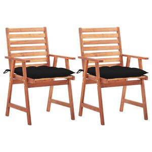 vidaXL Sillas comedor de jard&iacute;n 2 uds madera maciza acacia y cojines