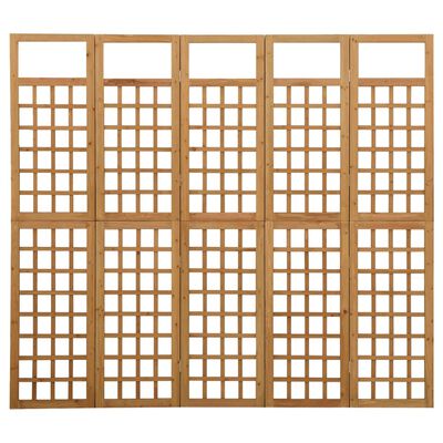vidaXL Biombo/Enrejado de 5 paneles madera maciza abeto 201,5x180 cm