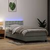 vidaXL Cama box spring con colch&oacute;n y LED terciopelo gris claro 80x220 cm