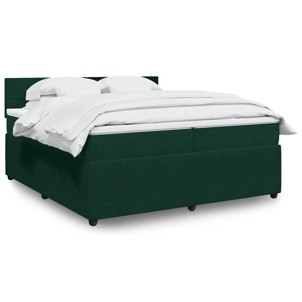 vidaXL Cama box spring con colch&oacute;n terciopelo verde oscuro 200x200 cm